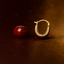 Load image into Gallery viewer, Radiant Crimson Huggie Hoops