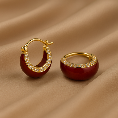 Radiant Crimson Huggie Hoops