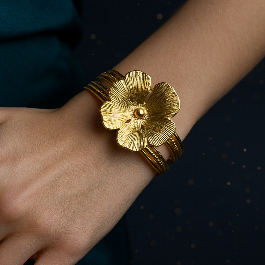 Golden Blossom Statement Bracelet