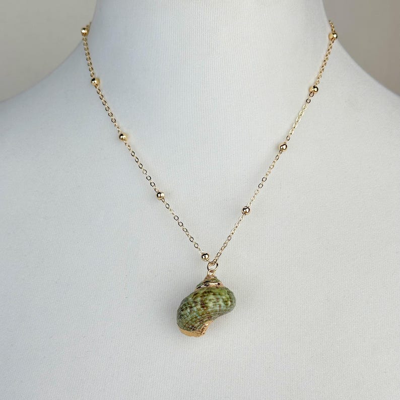 Gold plated seashell Green pendant