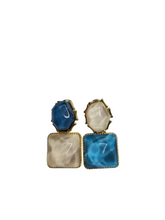 Load image into Gallery viewer, Korean Gold-Plated Blue and White Earring