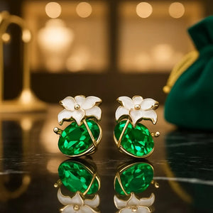 Emerald Blossom Enamel Necklace Set